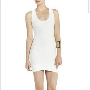 BCBG WHITE BODYCON BANDAGE MINI XS